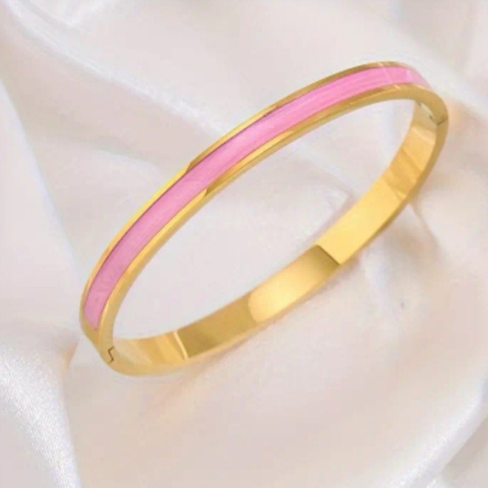 pink & gold stainless steel  bangle